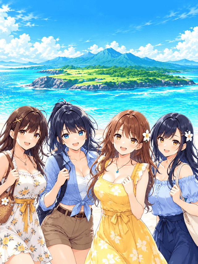 Couverture de Stranded on a Desert Island with Some Girls After a Plane Crash — Web Novel